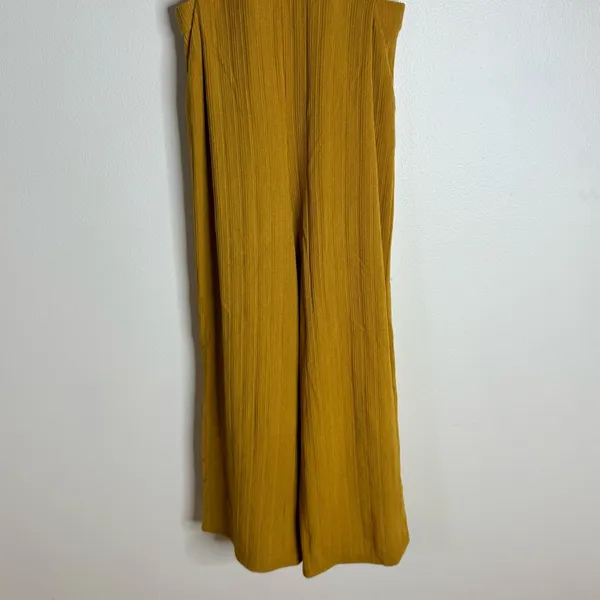 SIENNA SKY Jumpsuit Sleeveless W/ Pockets Wide Leg Knit mustard yellow tan small - Image 5