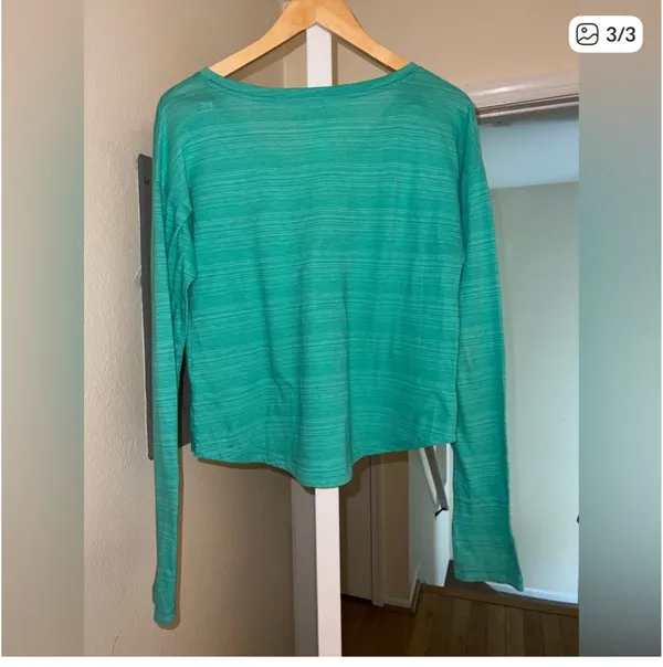 Abercrombie & Fitch Green / Teal Long Sleeve V-Neck Top - Image 3