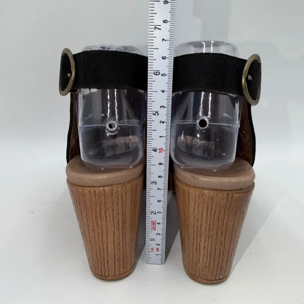 Dansko Demetra Black Leather Cutout Platform Sandals Wood Block Heel Women 6-6.5 - Image 5