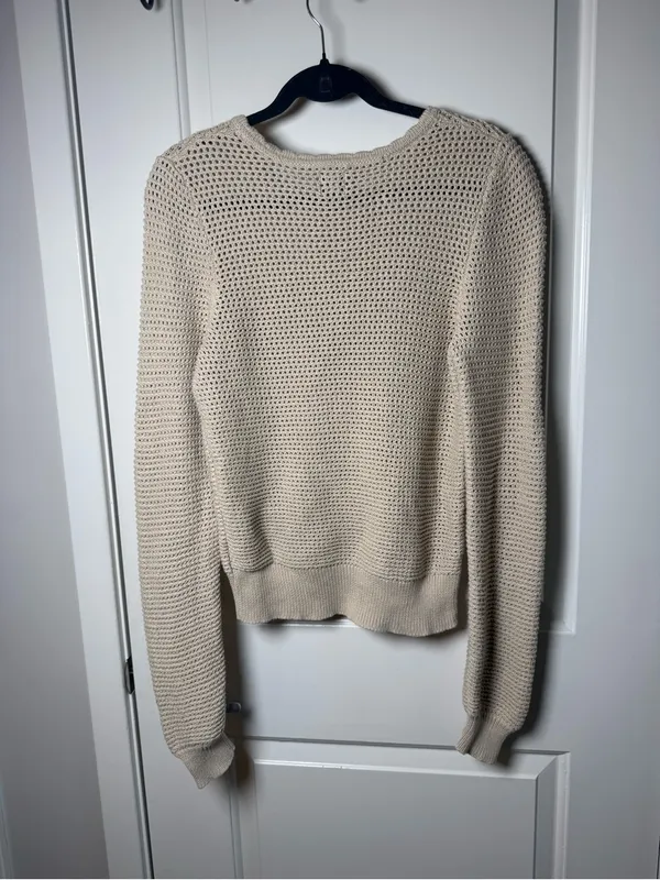 GAP Open-Weave Crewneck Sweater in Light Beige - Image 5