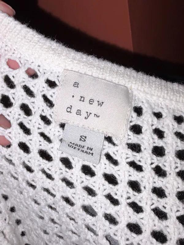 A New Day White Open-Knit Button Cardigan Sweater - Image 6