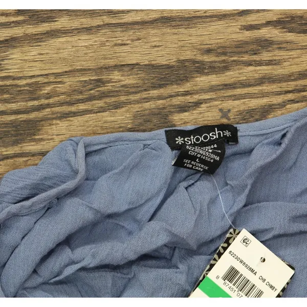 NWT Stoosh Juniors Long-Sleeve Lace-Inset Peasant Blouse Top Blue L - Image 5