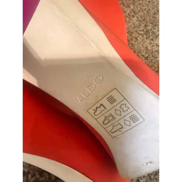 Aldo Neon Orange Sock Boots Peep Toe Stiletto Heel Gogo Retro Zip Womens 9/40 - Image 7