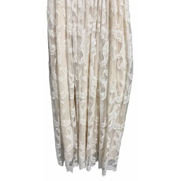 Baltic Born‎ Cozette Lace Gown White Nude Maxi Wedding Romantic Women's Size L - Image 6