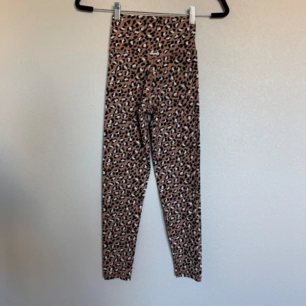 Aerie Chill Play Move‎ Leopard Cheetah Print Crossover V-Waist Leggings Brown Sm - Image 2