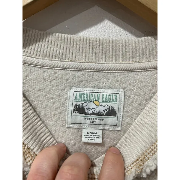 American Eagle Sherpa‎ Fleece Boxy Cozy Pullover Sweatshirt M - Image 3