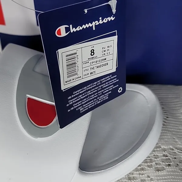 NWT in box Champion white slip on sandals slides size 8 - Image 2