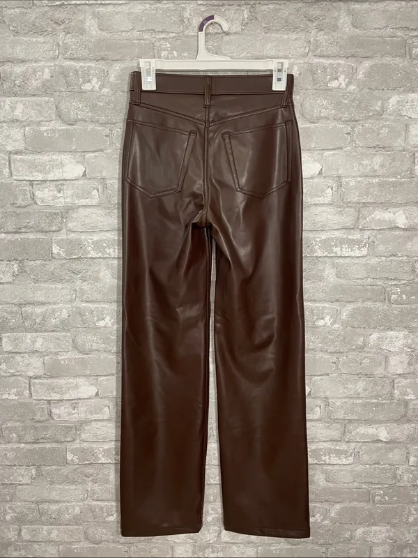 Abercrombie & Fitch The 90’s Relaxed High Rise Faux Leather Straight Leg Pants - Image 3