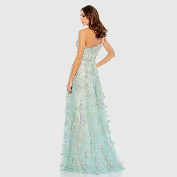 MAC DUGGAL Green Size 10 Embroidered Beaded Bow Formal Long Maxi Gown Dress - Image 7