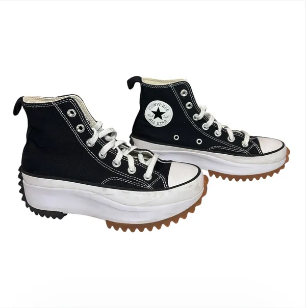 Converse Run Star Hike Black & White High-Top Platform Canvas Sneakers - Image 3