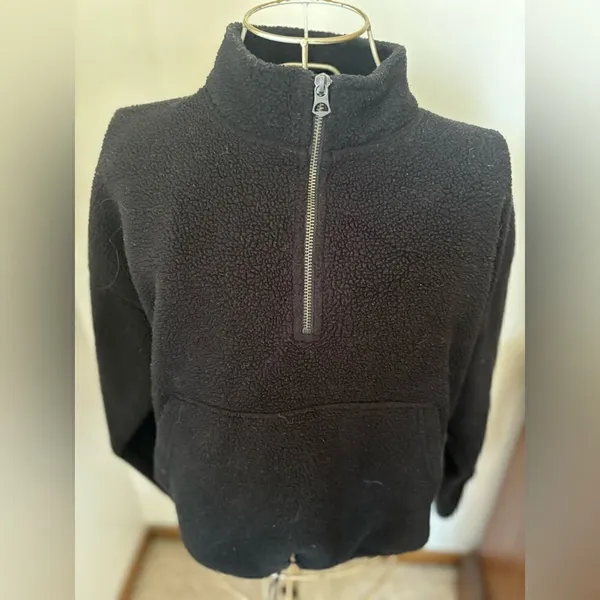 American Eagle Quarter Zip Fleece Pullover Small Black - Image 10