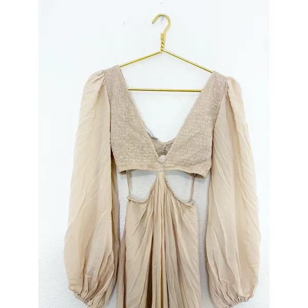 Indah Julie Maxi Dress Size Small Cream Cut Out Boho Lightweight Beach - Image 5