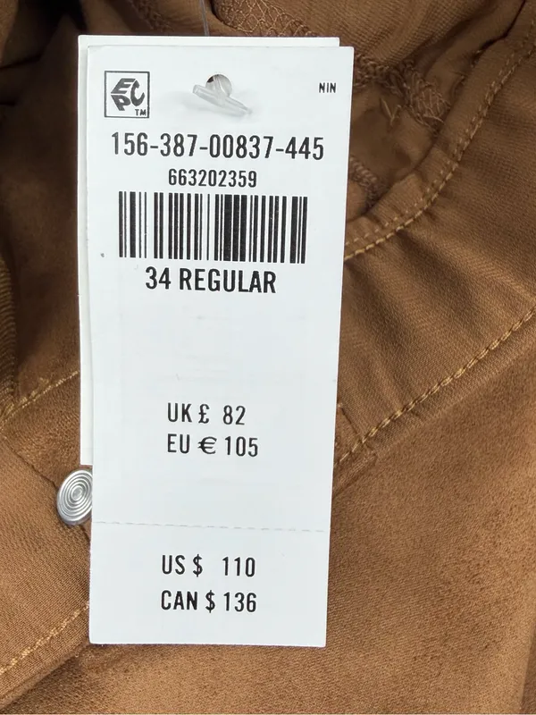 Abercrombie Curve Love 90s Relaxed Faux Suede Pants Brown NWT 34R - Image 6