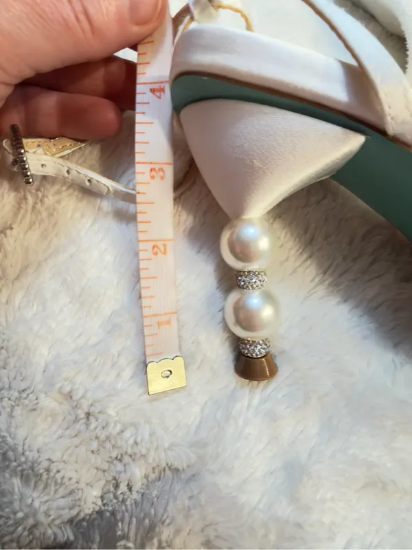 Betsey Johnson SB-Jacy Ivory Pearl-Embellished Ankle Strap Heels size 7.5 - Image 10