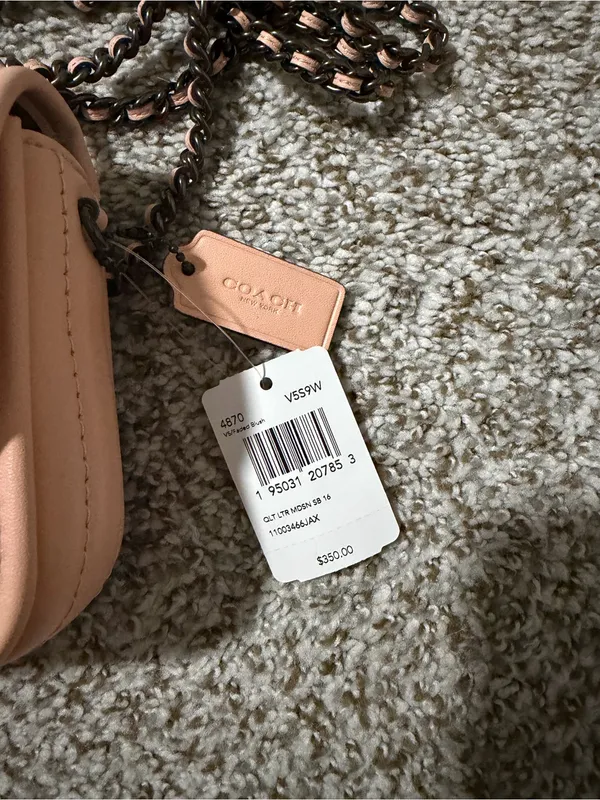 Coach Quilted Chain Shoulder Crossbody Bag in Peach - Image 4
