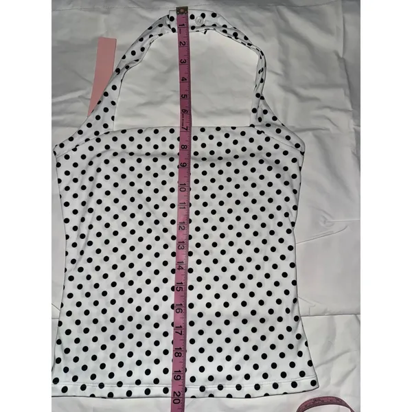 Halter Tank Top Set Solid Black‎ and White Polka Dot Square Neck 2 Pack Black Size XS - Image 12