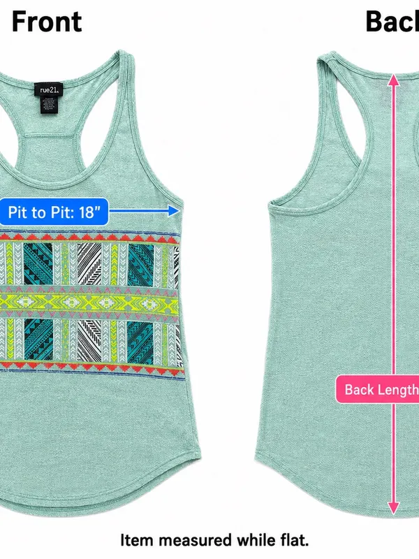 #020 Rue21 Mint Green Graphic Racerback Tank — Large - Image 8