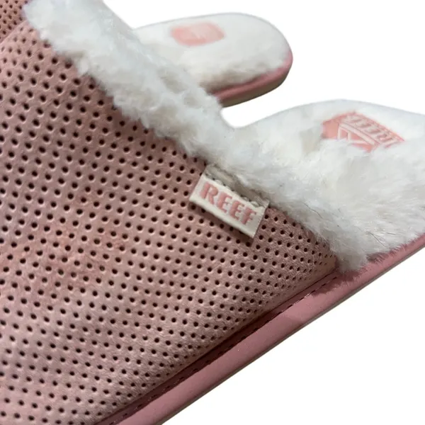 Reef Women's Cozy Slippers Leather Upper Light Pink Faux Fur Size US 7 EU 37.5 - Image 3