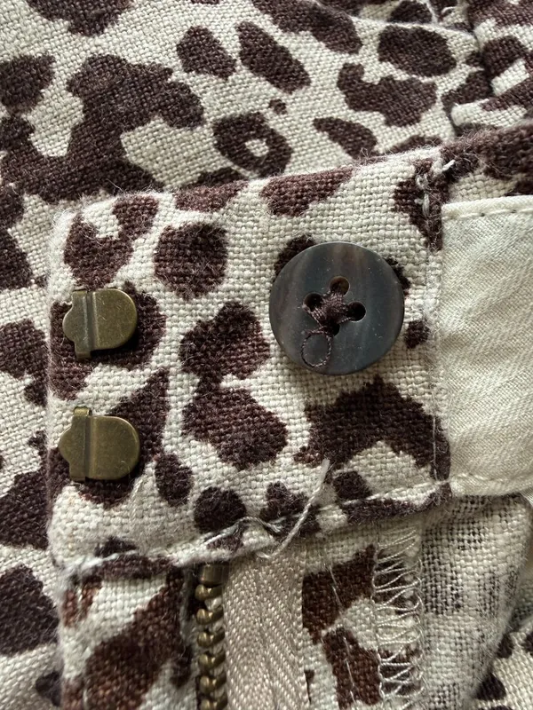 J. Crew women's 6 brown and beige leopard print linen shorts zip fly and hook - Image 5