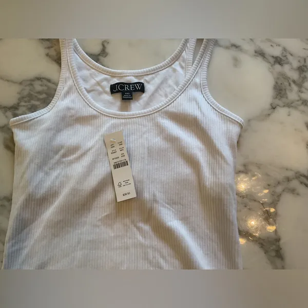 NWT J crew Vintage rib shelf-bra tank top white ribbed Sz XXS - Image 5