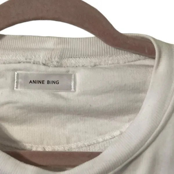 ANINE BING Empowered White Graphic Mockneck Sweatshirt Sweater Pullover Top - Image 7