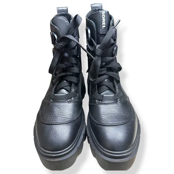Sorel Caribou X Boots Black Leather Platform Lace Up Gorpcore Women 9 NL5015-010 - Image 5