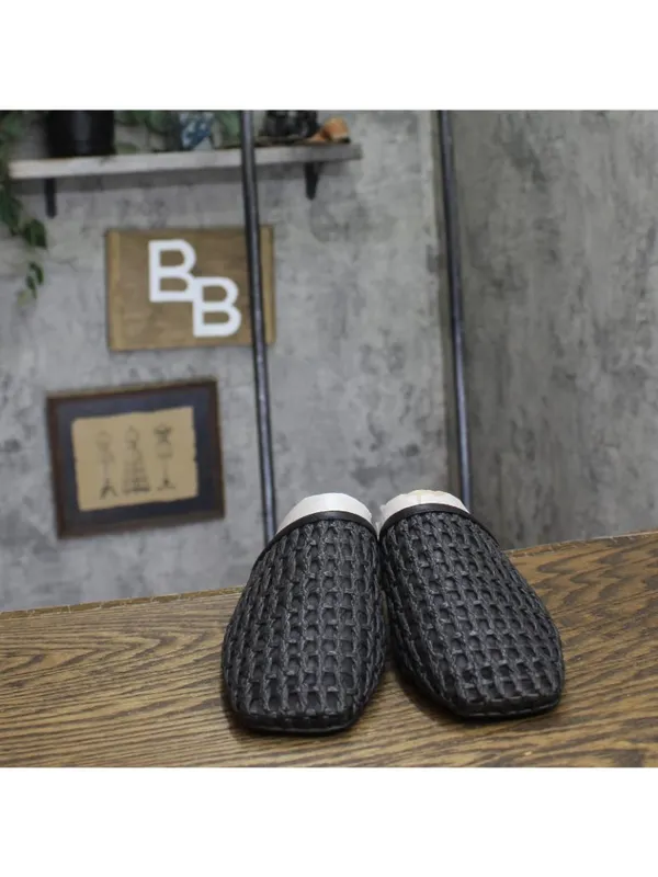 NWT Franco Sarto Toba Mule Slip On Square Toe J8092S1 Black Woven 9M - Image 11