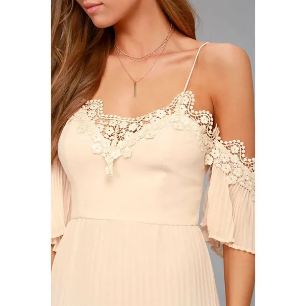 Lulu’s keepsake the label NWT All Time High Nude Lace Off-the-Shoulder Dress - Image 4