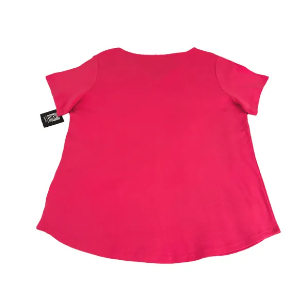 NWT Sport Fuchsia Short Sleeve Tee Split Neckline and Curved Hem 1X - Image 2