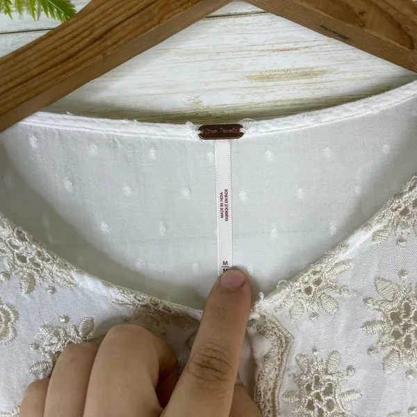 Free People White Boho Embroidered Eyelet Tunic - Image 4