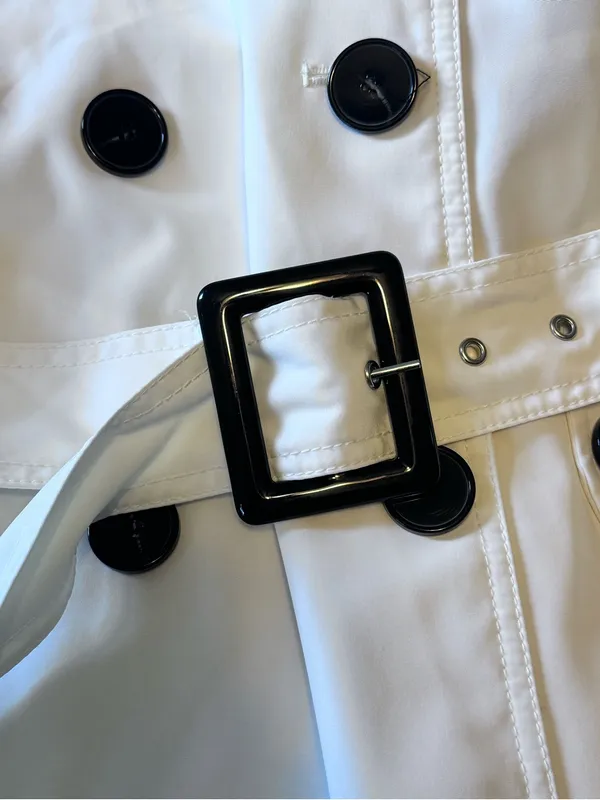 ESPRIT Hooded Double Breasted Trench Coat with Belt M 20” p2p White EUC - Image 9