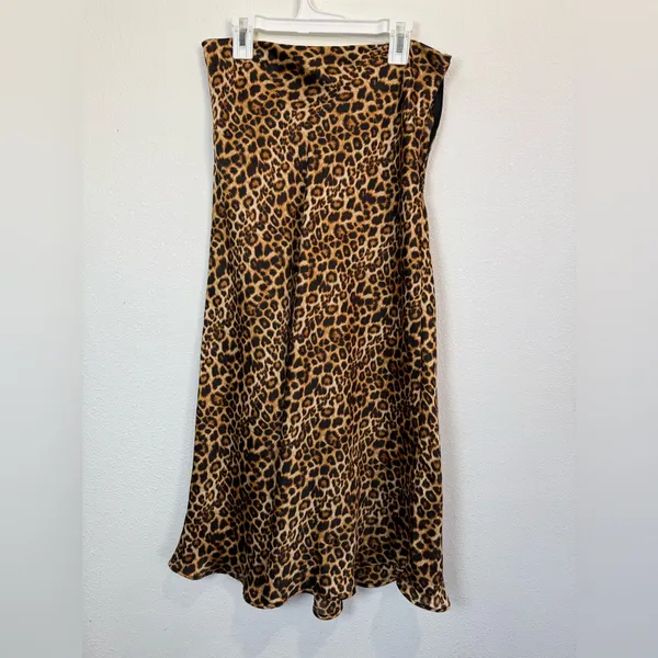 2bella Leopard Print Satin Midi Dress Size M | Animal Print Slip Skirt - Image 2