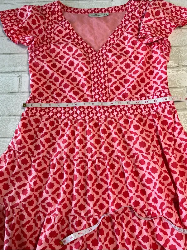 Vineyard Vines Pink & Red Geometric V-Neck Dress Size Small Preppy Vacation - Image 6