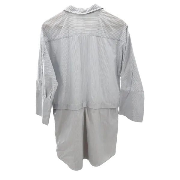 VETTA Capsule Convertible Shirt Dress Blue White Stripe Minimalist M Office NEW - Image 12