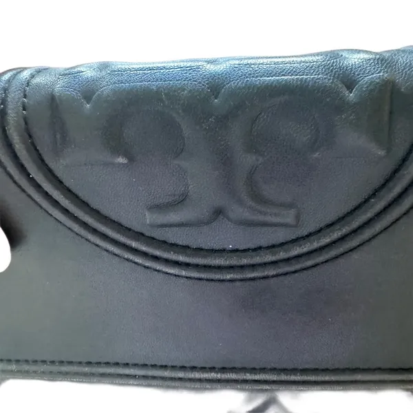 Black Tory Burch Fleming Convertible Bag Quilted Leather Crossbody or Shoulder - Image 4