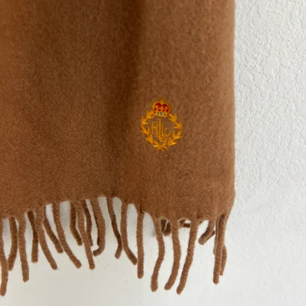 Lauren Tan Wool Blend Crested Scarf - Image 2