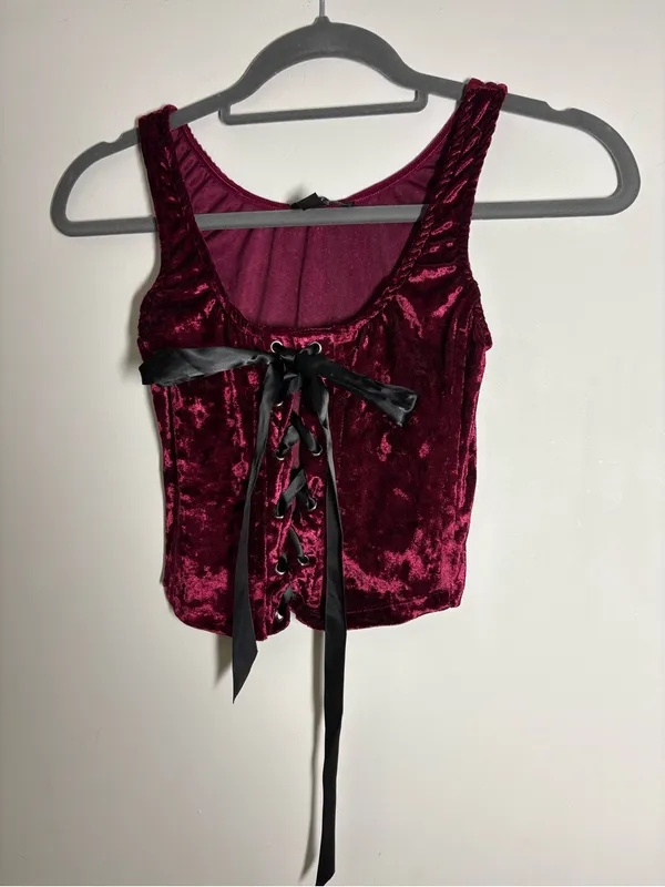 Dolls Kill wine Velvet Lace - Image 8