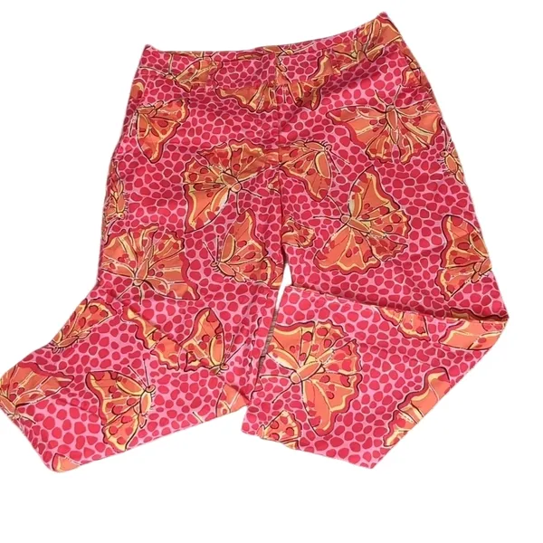 Lilly Pulitzer pink butterfly Capri pants size 8 - Image 2