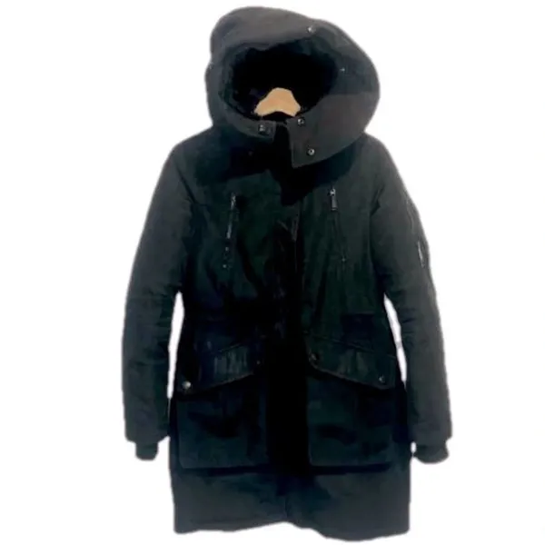 BCBG Black Parka XS Faux Fur Hood Quilted Winter Coat Gorpcore Outdoors Jacket - Image 4