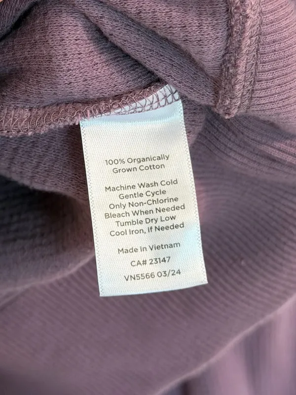 Organic Cotton Waffle-Knit Hooded Pullover Top Dusty Plum - Image 5