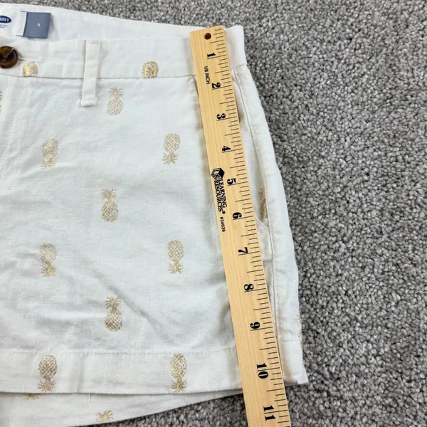 Gold Pineapple‎ Linen Blend Shorts Coastal Vacation Resort Women 4 Preppy Beachy - Image 4