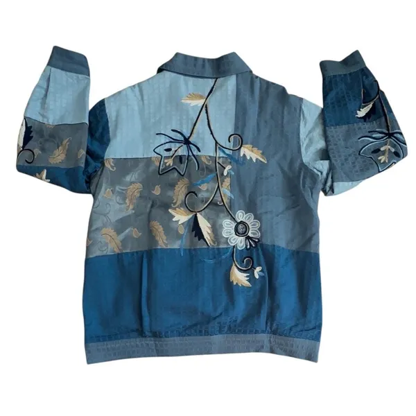 Indigo Rein Indigo Moon Women's Patchwork Floral Embroidered‎ Jacket Color Block Boho Size M - Image 3