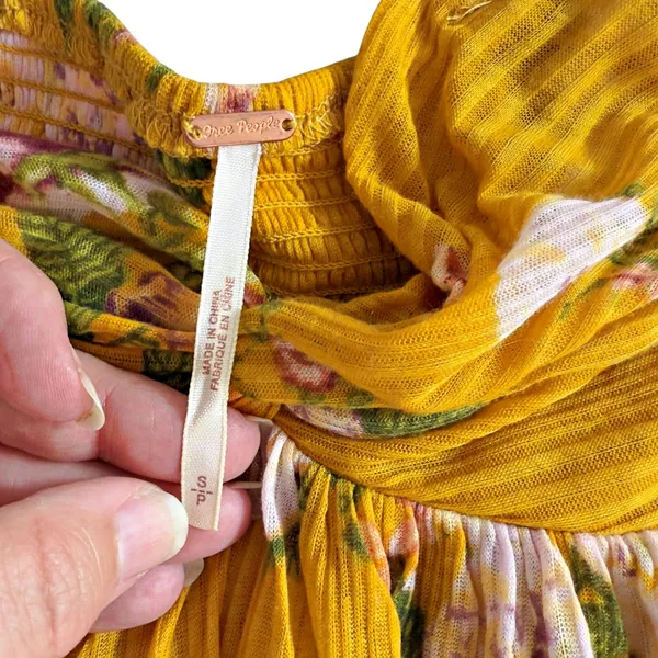 FREE PEOPLE Mirage Convertible Tunic Tank Top Dress Hi Low Yellow Floral Boho - Image 6