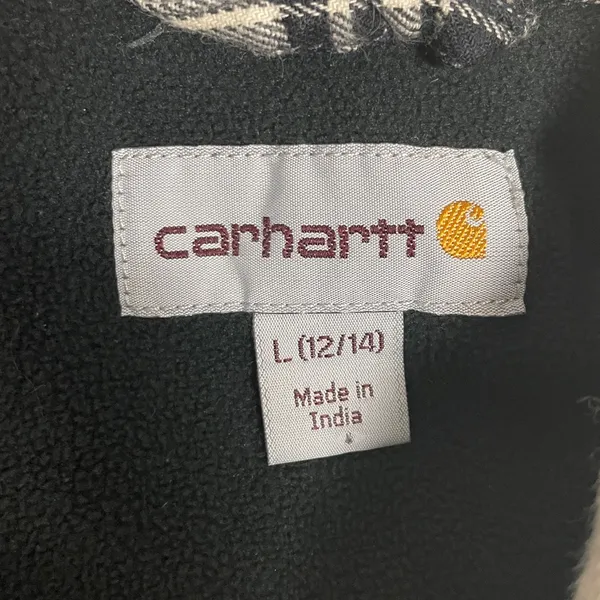 Carhartt Womens Black White Plaid Fleece Lined Shacket Jacket Barn Coat size L - Image 5