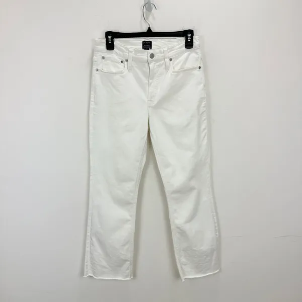 J.Crew Flare Crop White Jean Signature Stretch Denim Mid Rise Womens US 28 - Image 5