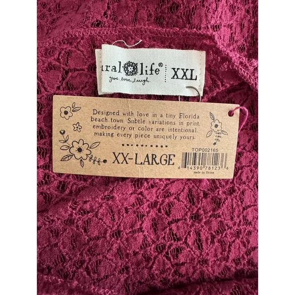 NWT Natural Life Purple Floral Semi Sheer Long Sleeve Blouse Women’s Size XXL - Image 5