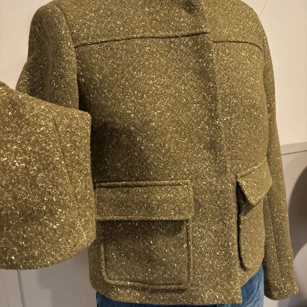 A New Day Green Gold Metallic Speckled Tweed Blazer Jacket - Image 4