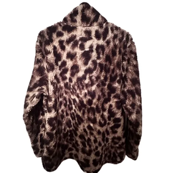 Cozy Sherpa Womens Leopard Print Fuzzy Fleece Pullover Half Zip Women Jacket XXL - Image 8