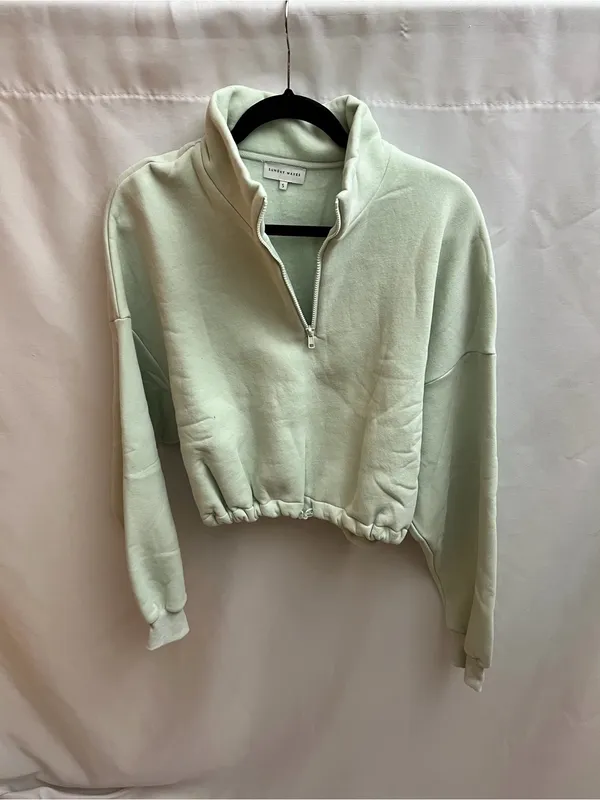 Sunday Waves Mint Green Cropped Half Zip Pullover Sweatshirt Womens Size S - Image 2