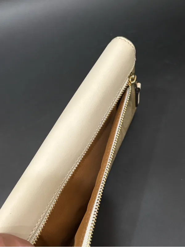 COACH Chalk/ Khaki Coated Signature Canvas Slim Trifold Wallet - Image 9